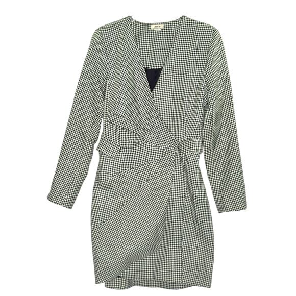 Jason Wu M Womens Houndstooth Wrap Mini Dress Black White NWOT Corpcore - Picture 1 of 11